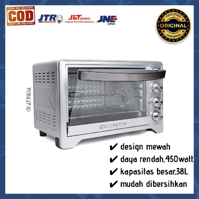 Jual OVEN LISTRIK ECOHOME electric air fryer oven low watt 38 liters