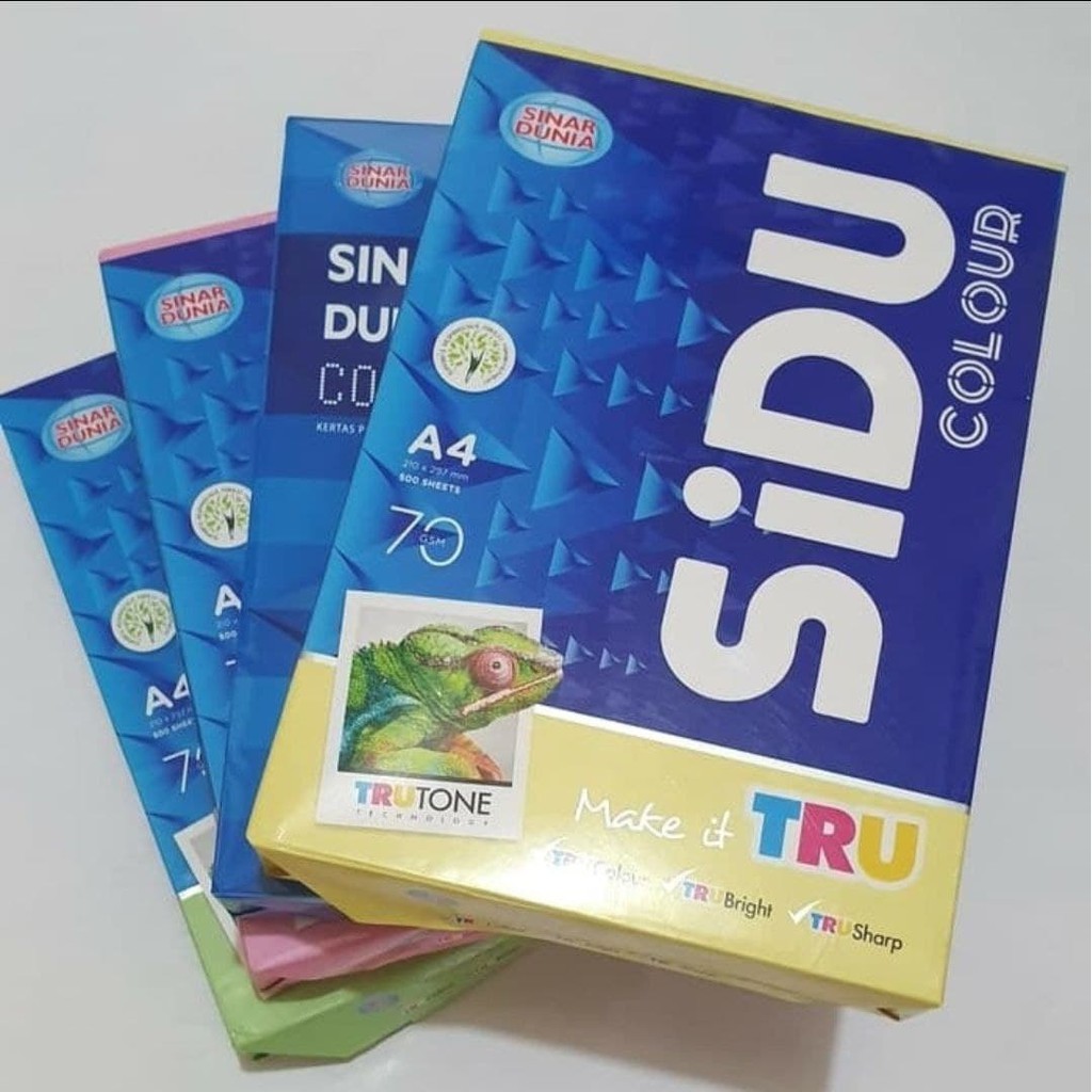 Jual [RIM] KERTAS HVS WARNA SIDU A4 70 GSM SINAR DUNIA KERTAS FOTOKOPI