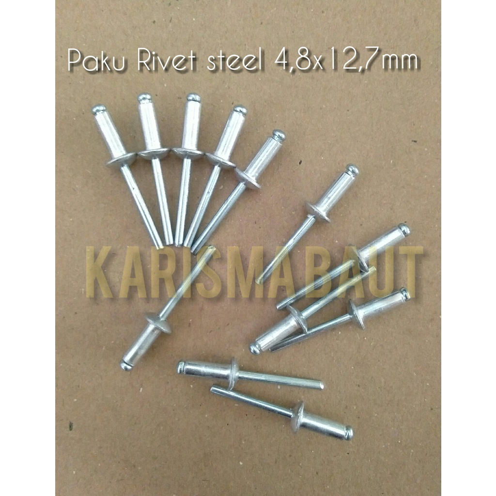 Jual Paku Rivet Steel #4,8x 12,7/paku rivet steel 4,8x12,7 (12,7mm ...