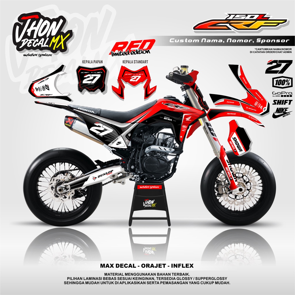 Jual Decal Crf L Full Body Decal Crf Merah Super Glossy Stikcer