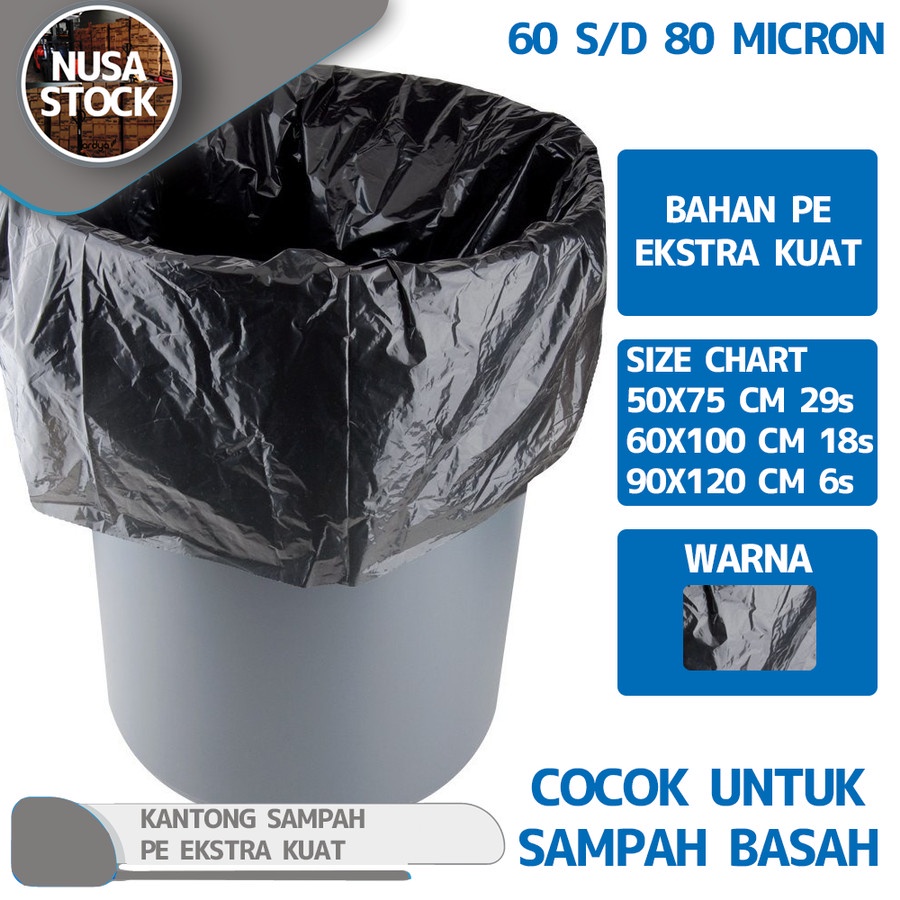 Jual Kantong Plastik Sampah Glossy Pe Lbh Tebal Kuat 50x75 60x100 90x120 Cm Shopee Indonesia 9153