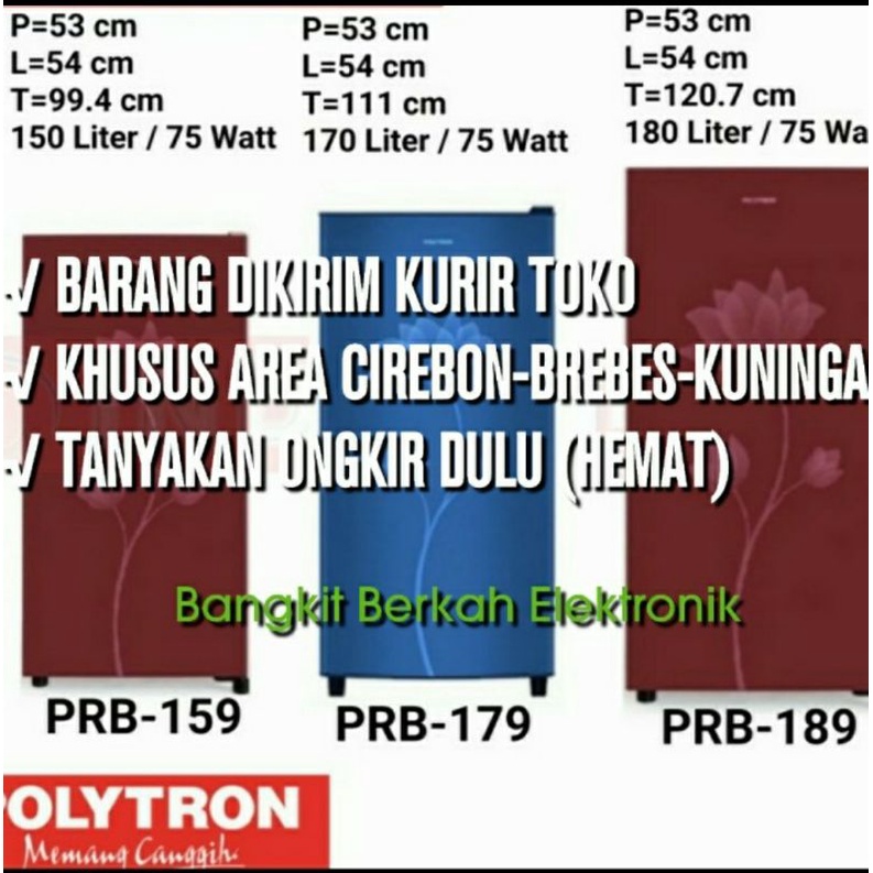 Jual PRB-189 B/R Kulkas Polytron 1 Pintu Tempered Metal Glass 180L ...