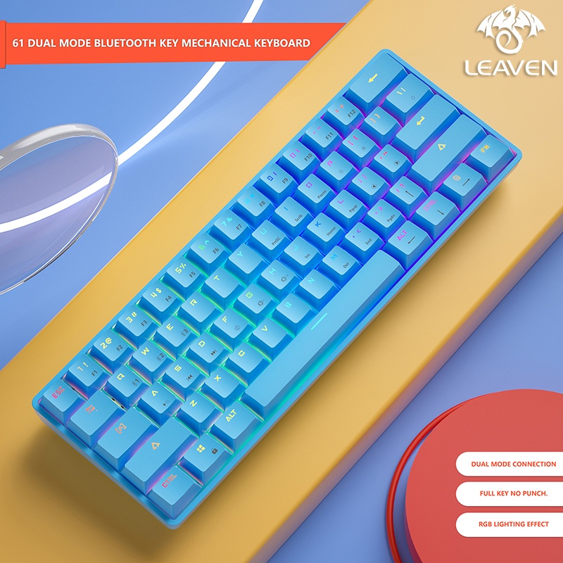 TERBAIK LEAVEN K620 keyboard mechanical tkl rgb murah type-c wired blue switch red switch hotswap mechanical keyboard gaming