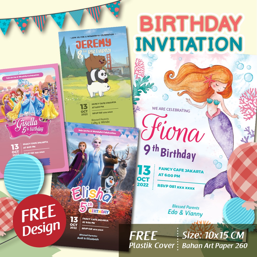 Jual Undangan Ulang Tahun Anak/ Birthday Invitation Shopee Indonesia