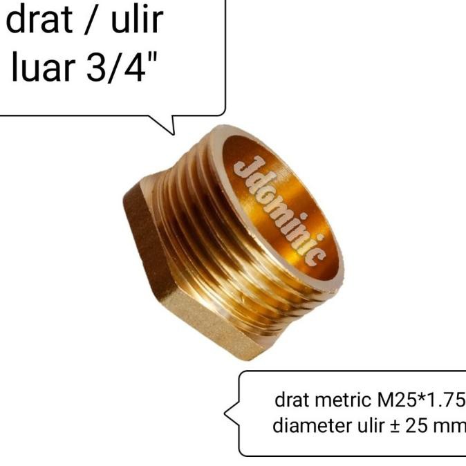 Jual Tutup Drat Luar 3/4 Inchi Kuningan Brass End Stop Plug Dop Dot ...