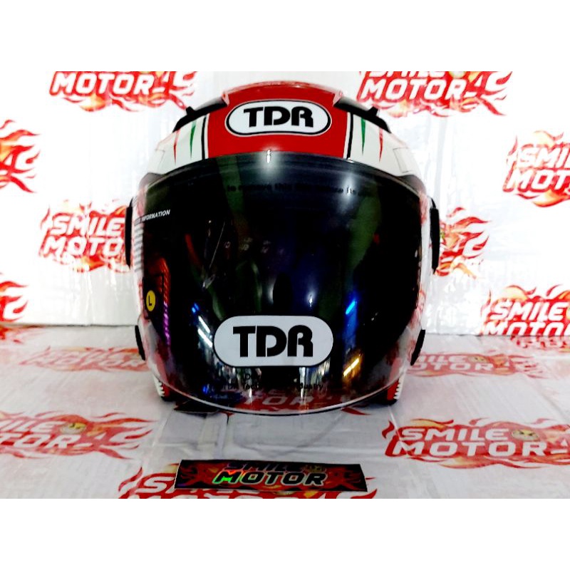 Jual HELM HALF FACE TDR DOUBLE VISOR Shopee Indonesia
