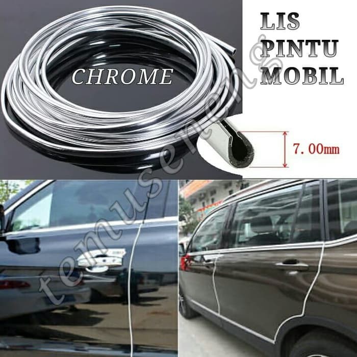 Jual Panjang 4M Lis Pintu Mobil Silver Crom Pelindung Pengaman List