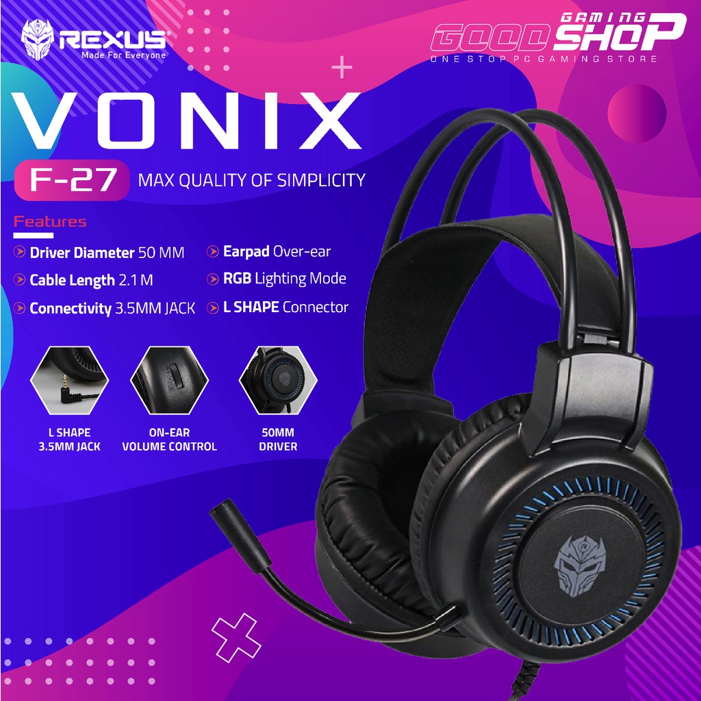 Jual Rexus Vonix F27 / F-27 - Wired Gaming Headset | Shopee Indonesia