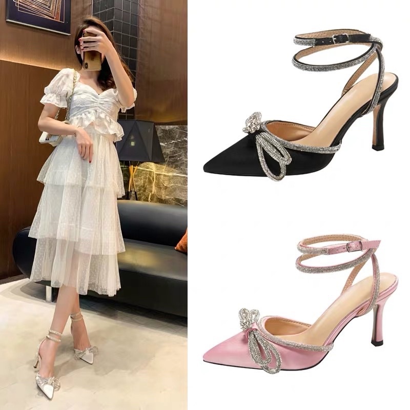 Jual BOW RIBBON HEELS SHOES sepatu high heels wanita sepatu pesta ...