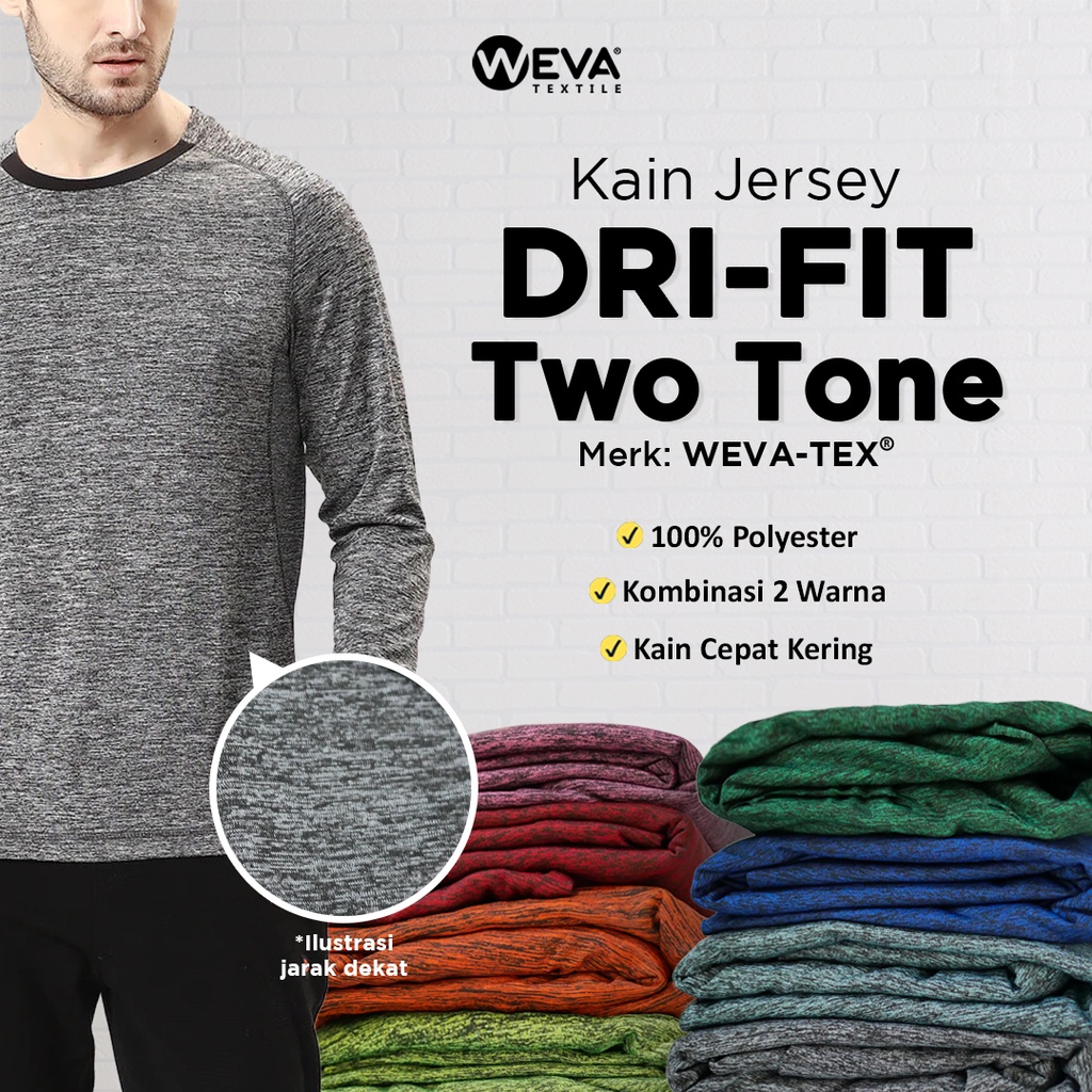 Jual Bahan Kain Jersey Dryfit Two Tone Kain Drifit Weva Textile