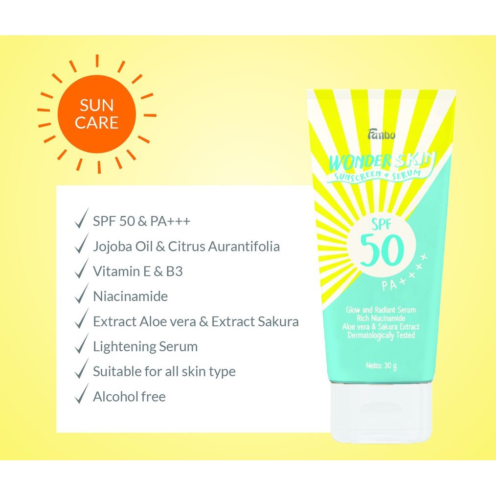Jual FANBO WONDER SKIN SUNSCREEN SERUM SPF50 30 GR | Shopee Indonesia