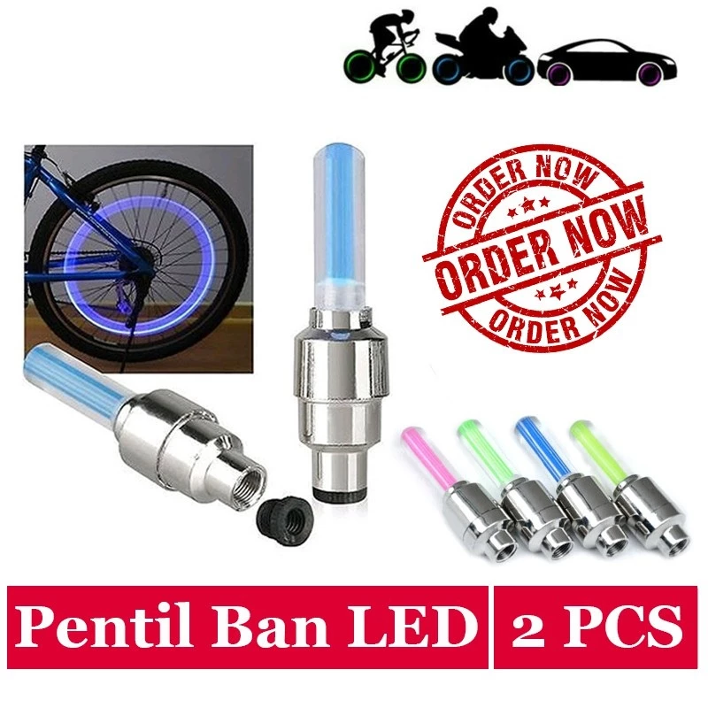 Hope Store - Tutup Pentil Ban LED Nyala Lampu Ban Sepeda Motor Mobil Variasi Isi 1 Set 2 Pcs - Random Colo | AutoStock