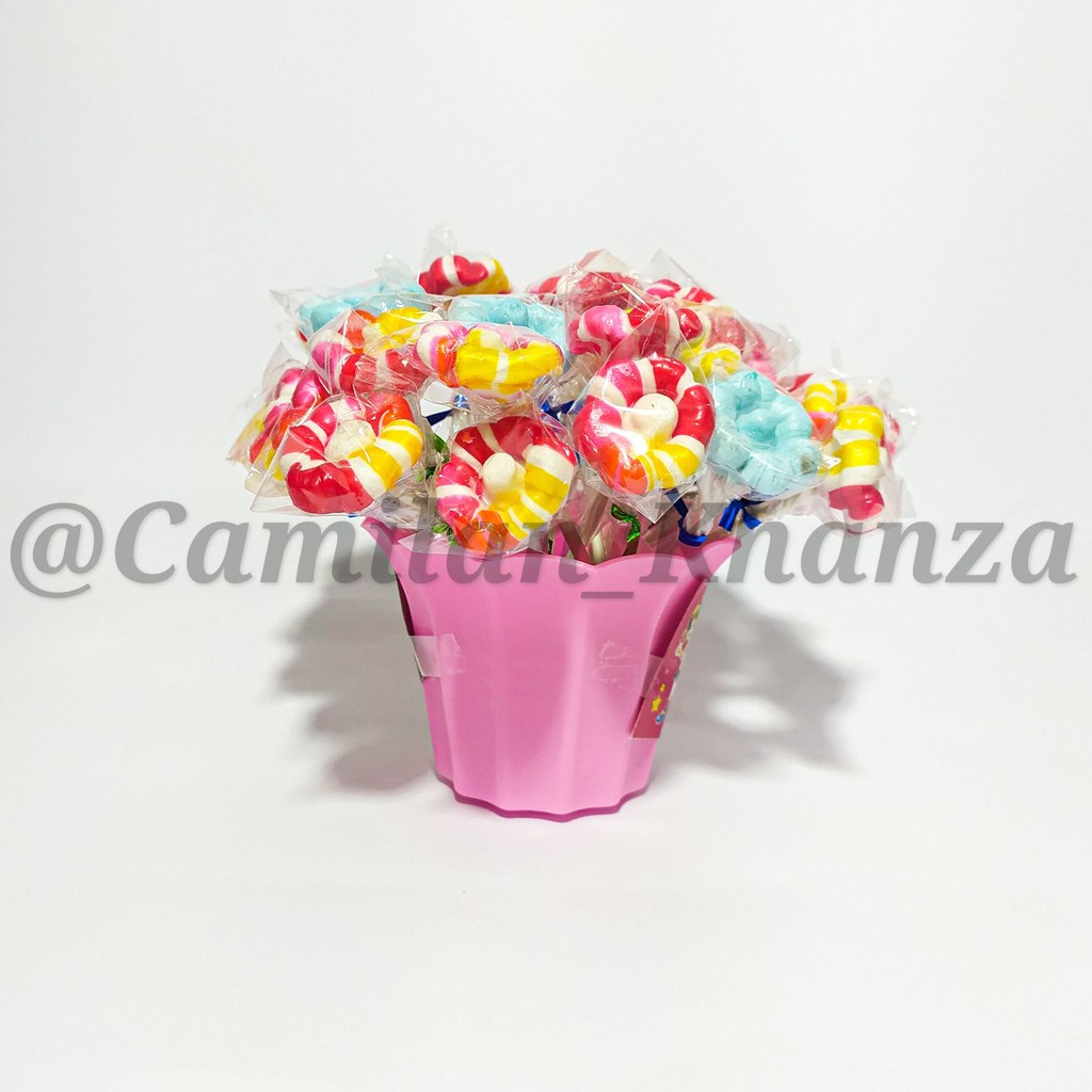 Jual Permen Lolipop Bunga Sakura FREE POT ISI 30 PCS | Shopee Indonesia