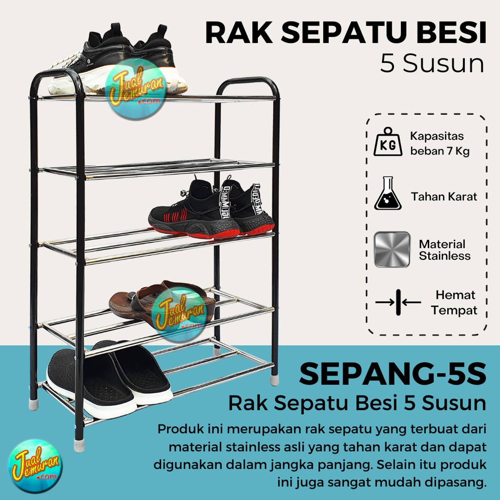 Jual Rak Sepatu 5 Susun Besi Shoes Organizer Tempat Sepatu Sandal 5 ...