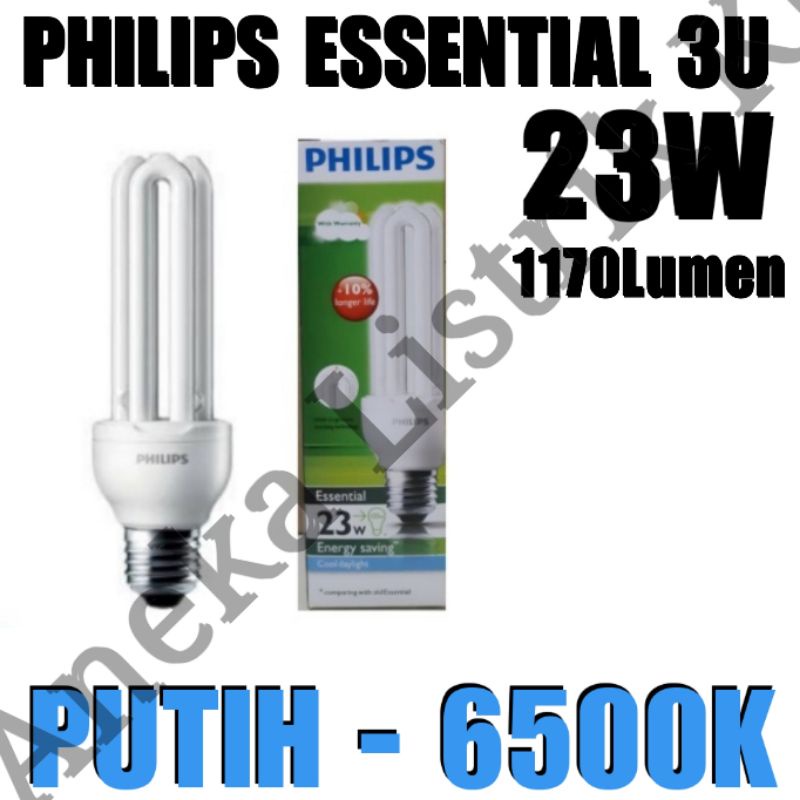 Jual Philips Essential 23w Putih E27 Ess 23w 6500k 3u Model Jari Batang 23 W Watt Asli 