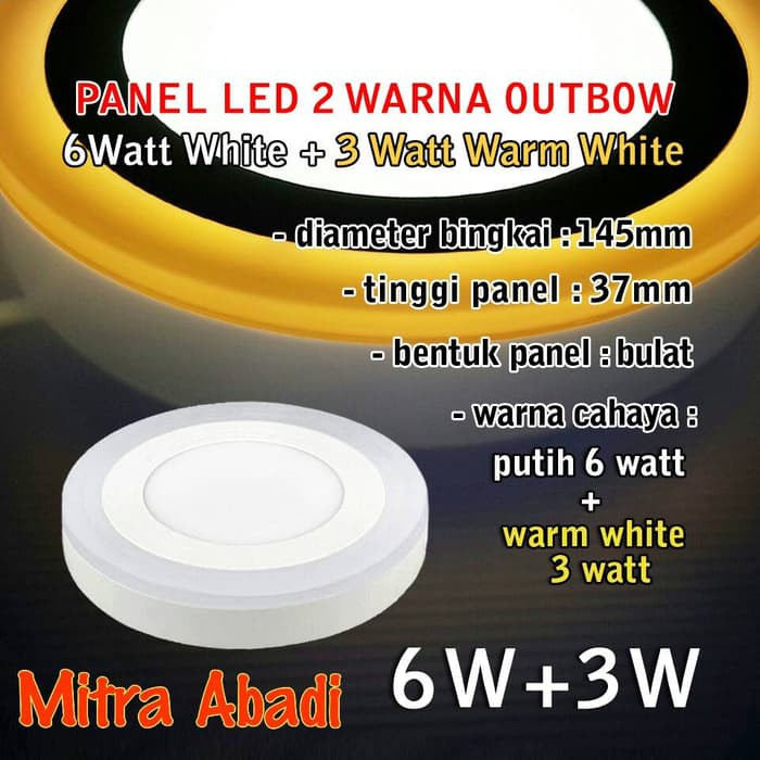 Jual Promo Panel LED 2 Warna 6W White Putih 3W Warm White OUTBOW Bulat ...