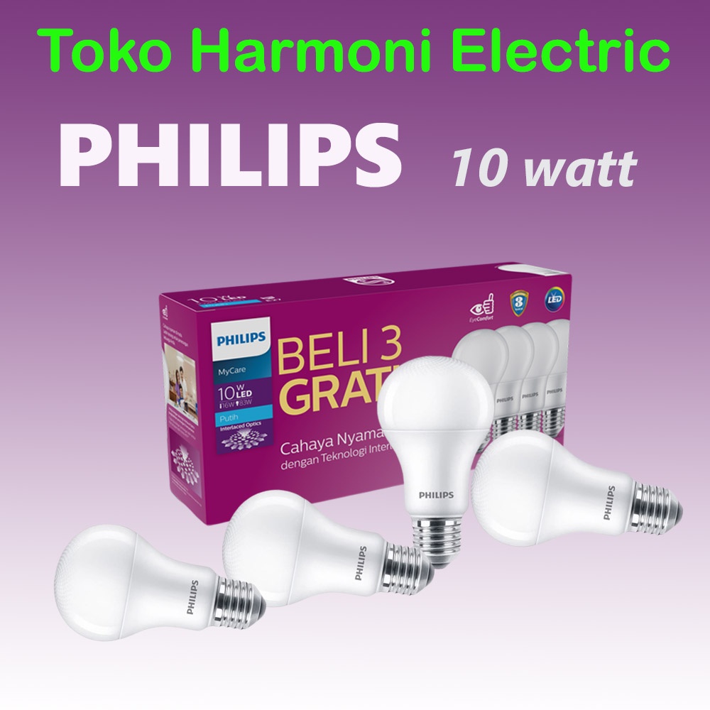 Jual Lampu LEDBulb Philips Multipack 10 Watt 6500K Putih Beli 3 Gratis ...