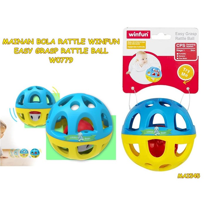 Jual anakasi MAINAN BOLA RATTLE WINFUN EASY GRASP RATTLE BALL W0779 ...