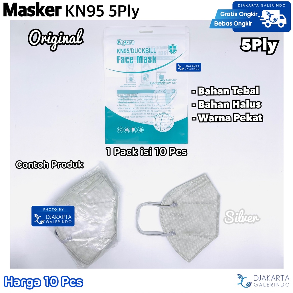 Jual Masker KN95 5Ply Silver Grey Black Pack Higenis Isi 10 Pcs ...