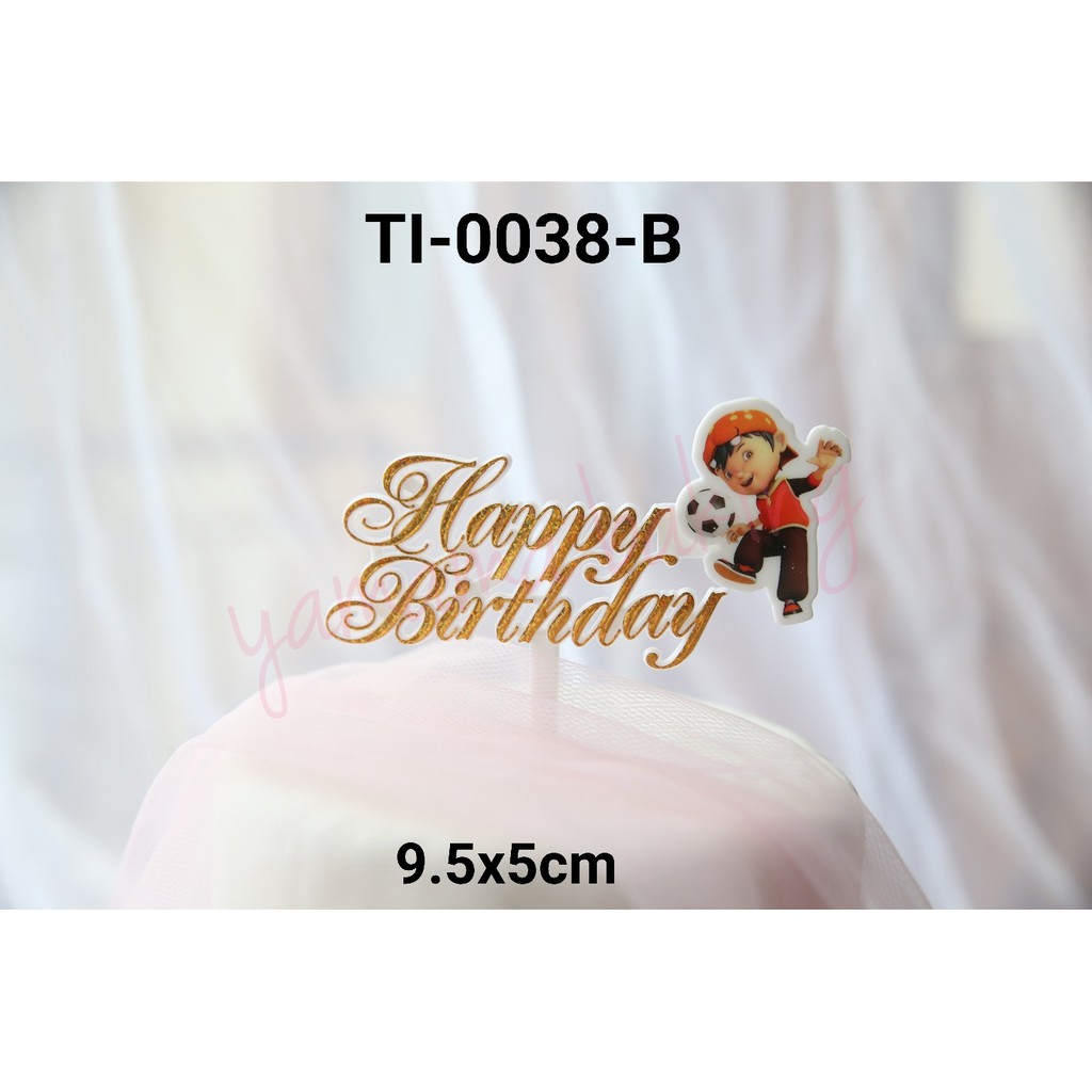 TI-0038-E Cake topper with happy birthday car writing decoration, race