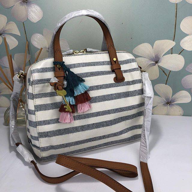 Tas Fossil Rachel Satchel Blue Stripe