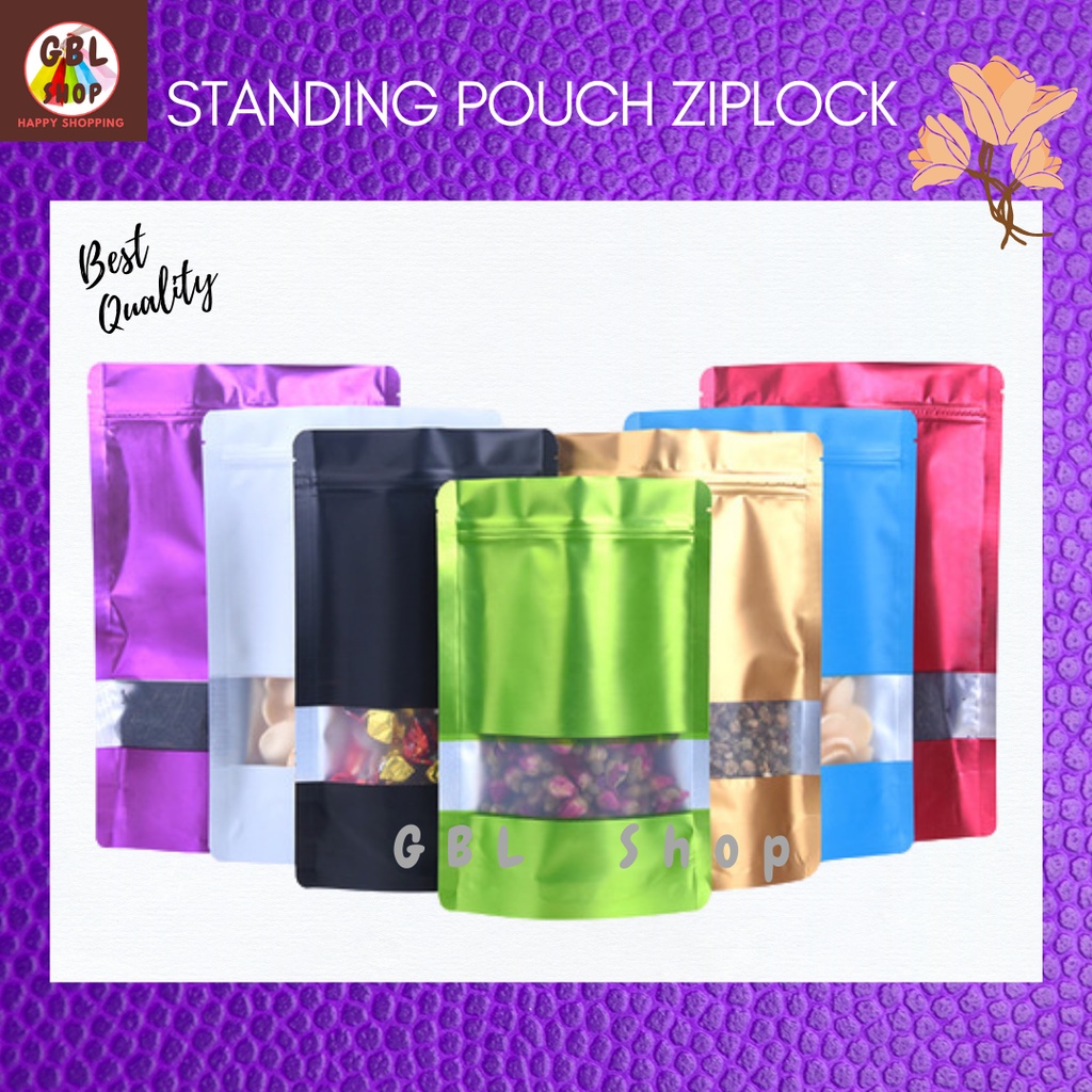 Jual Standing Pouch Window Ziplock 10x15 Plastik Klip Kemasan Snack ...