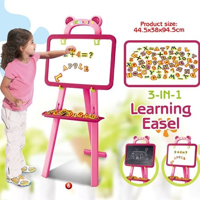 Jual Papan Tulis Anak Magnetic Learning Easel 3 In 1 Mainan Edukasi ...