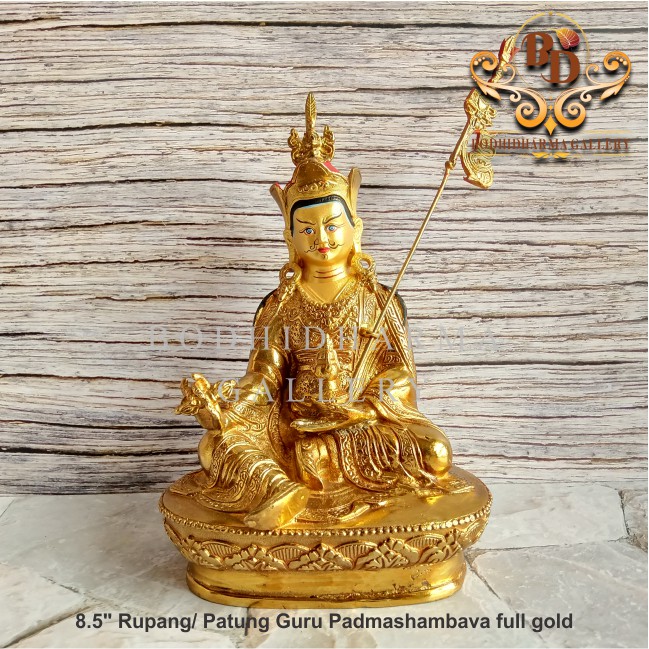 Jual Patung Rupang Arca Logam Padmasambhava Full Gold 8.5 inch | Shopee ...