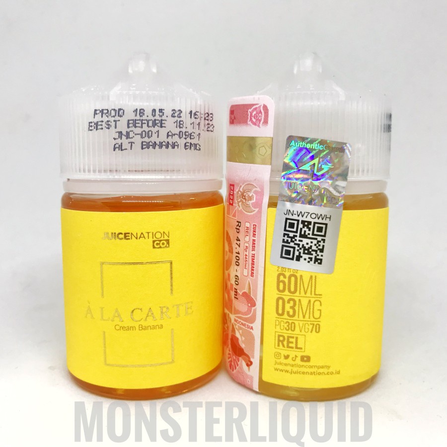 Jual A LA CARTE KUNING CREAM BANANA BY JUICENATION 3MG 60ML ALA