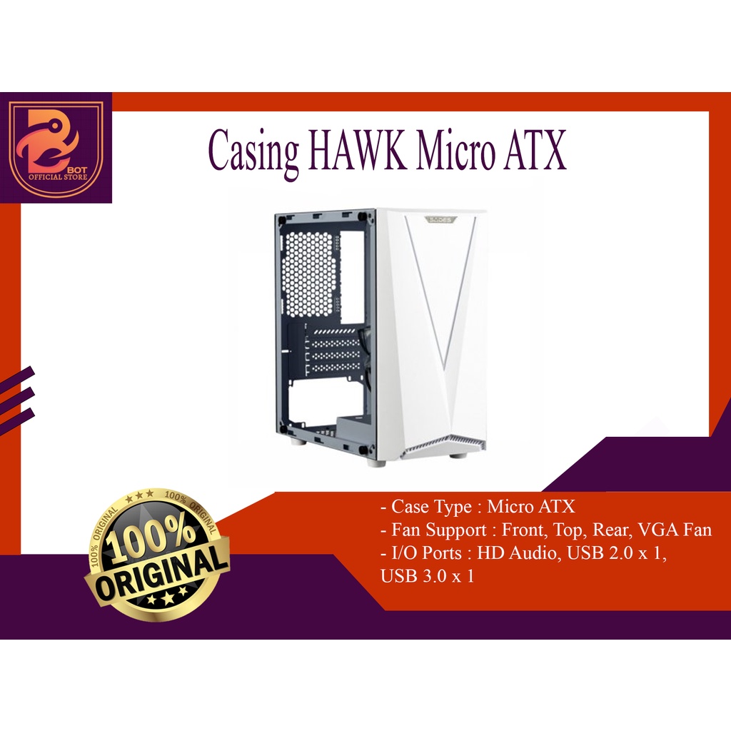 Jual PC Case Sades Hawk Black / White micro ATX | Casing CPU Komputer ...