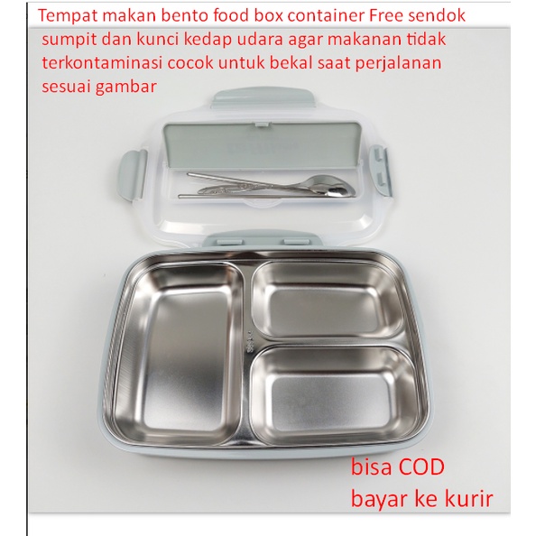 Jual Tempat makan food box container Free sendok sumpit dan kunci kedap ...