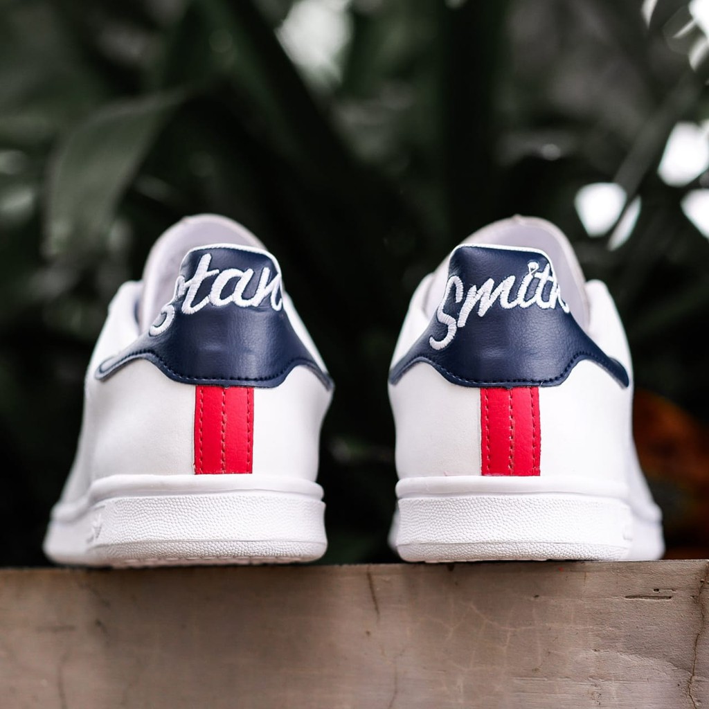 Stan smith script white navy sale