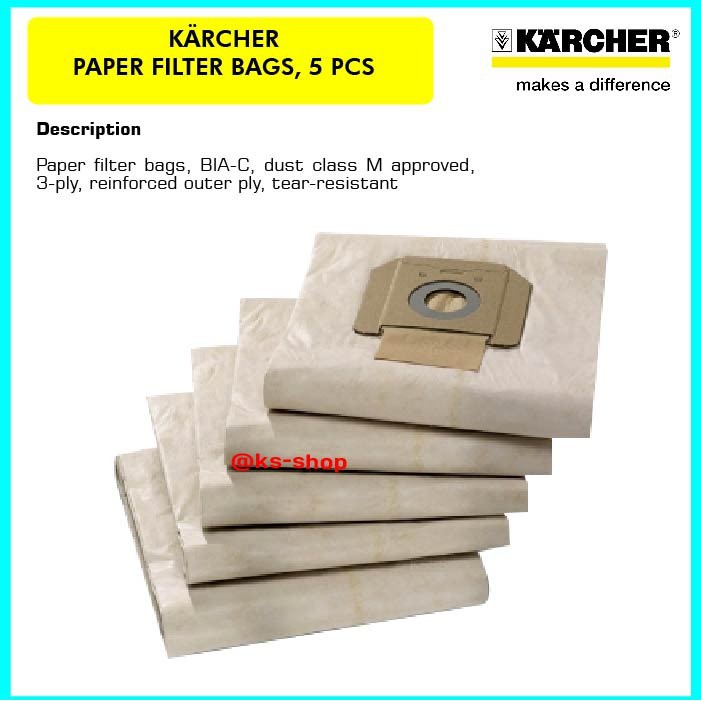 Jual Karcher Paper Filter Bags For NT 70/2 Prof Vacuum Cleaner Shopee