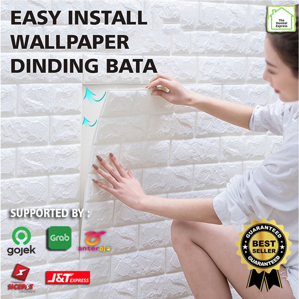 Jual Easy Install Wallpaper Bata Sticker Dinding Ruangan - White / Grey ...