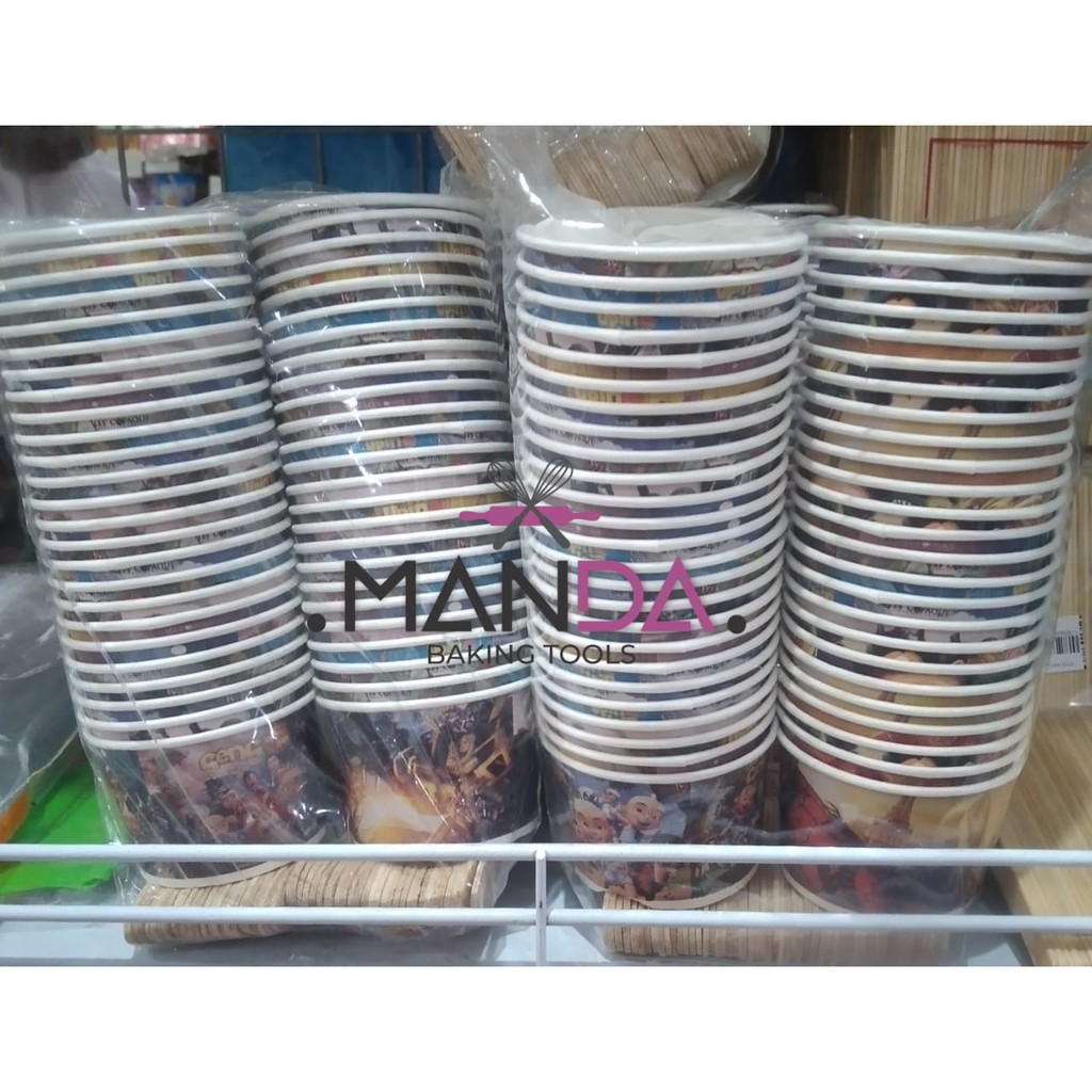Jual Paper cup ice cream cup es krim 50 ml isi 50 pcs plus sendok ...