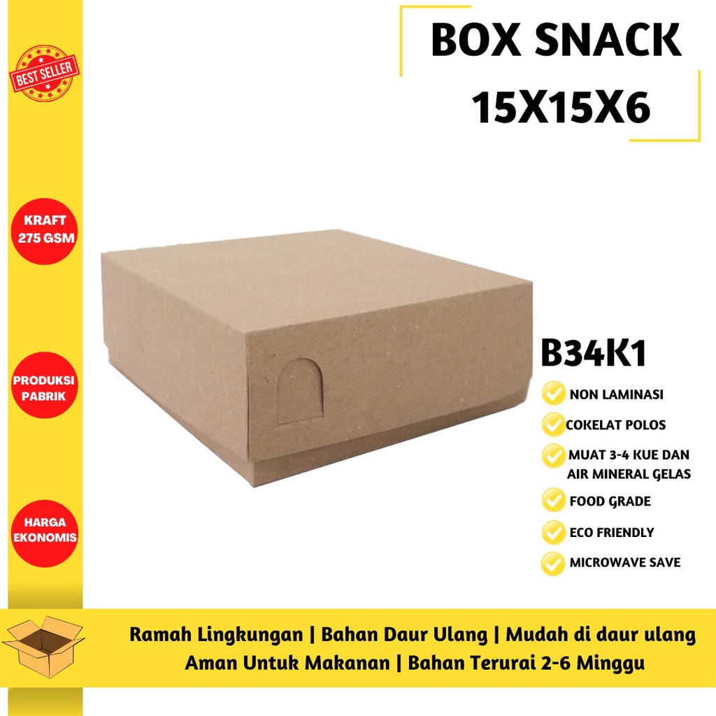 Jual Box Snack Dus Snack Snack Box 15x15x6 (B34K1-15X15X6 Cm) | Shopee ...