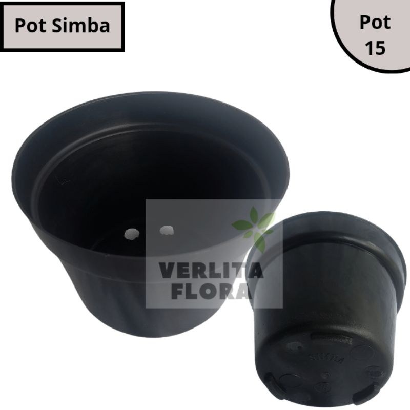 Jual Pot Tanaman Pot Bunga Plastik Simba 15 Hitam | Shopee Indonesia