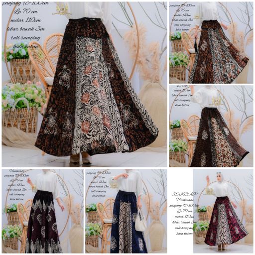 Jual Rok Batik Cap Payung Panjang Jumbo Rok Big Size Wayang Seling Sogan Premium Tali Bawahan