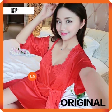 Kimono Wanita Satin Piyama Kimono Baju Tidur Kimono BT12