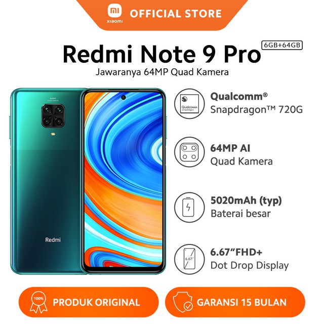 Jual Xiaomi Redmi Note Pro 6GB+64GB Snapdragon720G 64MP