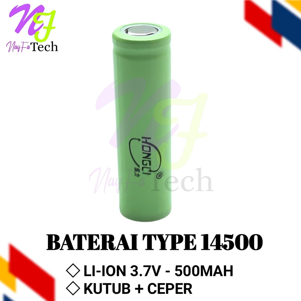 Jual Baterai Charger/Batre Cas Type 14500 Li-ION 3.7V - 500mAh (100% ...