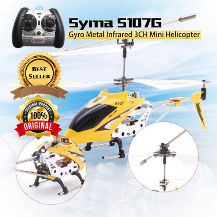 Hélicoptère Radio Commandé SYMA 107G 22cm - 3 Canaux Avec Gyroscope Et Lumières LED