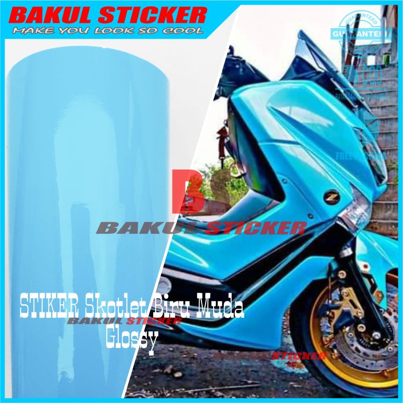 Jual Skotlet Motor Biru Sticker Motor Biru Muda Scotlet Motor Skotlet