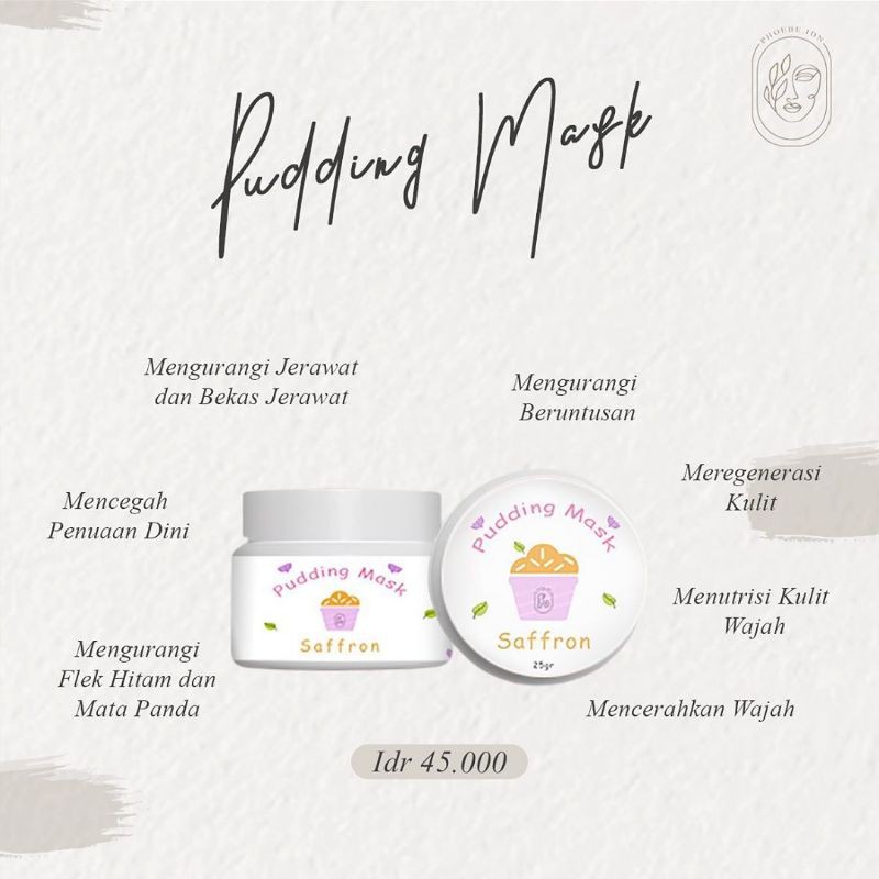 Jual Pudding Mask Saffron by Phoebe ( FREE SPATULA MINI ) | Shopee ...