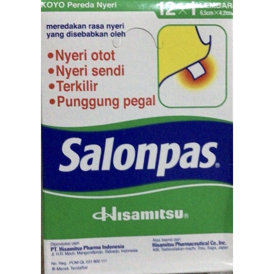 Jual Salonpas 1 Box Obat Koyo Pereda Nyeri Otot Sendi Terkilir Pegal