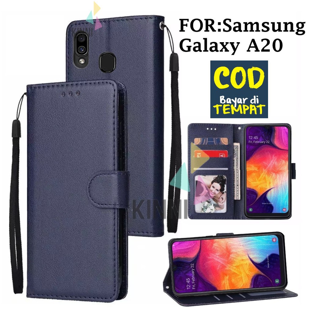 Jual Leather Flip Cover SAMSUNG GALAXY A20 Wallet Case Kulit