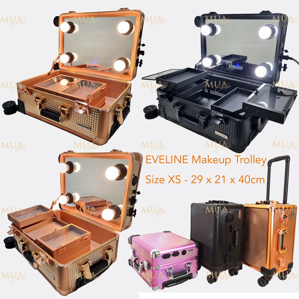 Jual Beauty Case / Koper Makeup / Troli Rias Kaca Lampu EVELINE XS ...