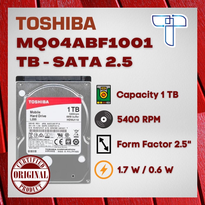 Jual HDD Internal Laptop Toshiba MQ04ABF100 1 TB SATA 2.5 | Shopee ...
