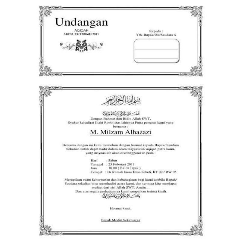 Jual UNDANGAN HITAM PUTIH - Nikah,Tasyakuran,Khitan,Yasinan,Tahlil dll