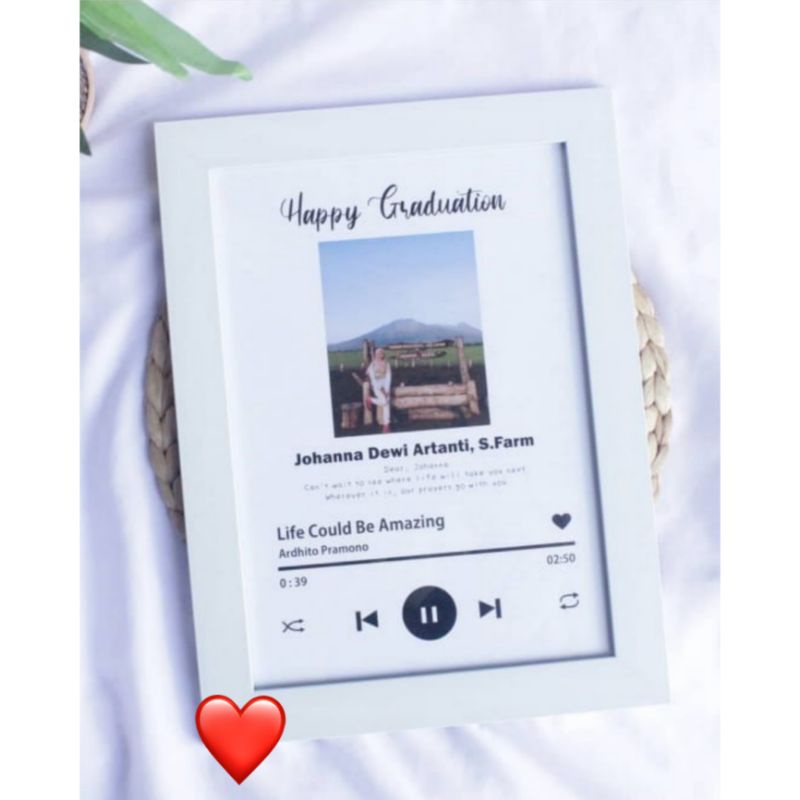 Jual FRAME KACA + CETAK + DESAIN foto Spotify lagu music hadiah gift ...